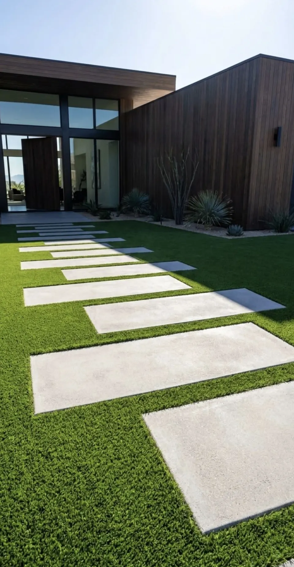 Large paving slabs set into the grass